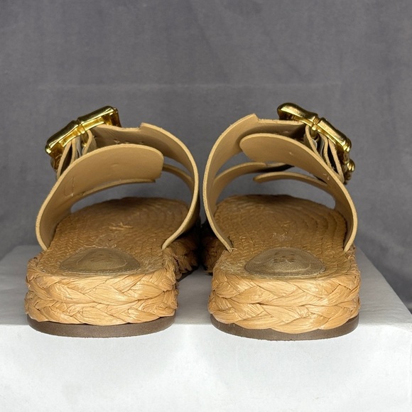 🔥🔥🔥SCHUTZ Tan Slide Sandals with Gold Accent Size: 6.5B🔥🔥🔥 - Picture 8 of 10